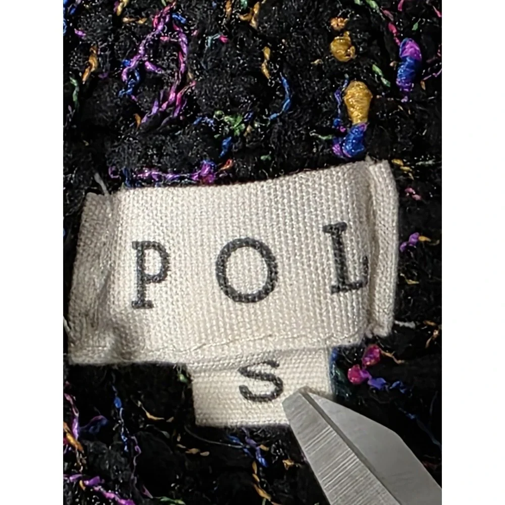 Pol Womens Sweater Ivory Lace And Black Multicolor V Neck